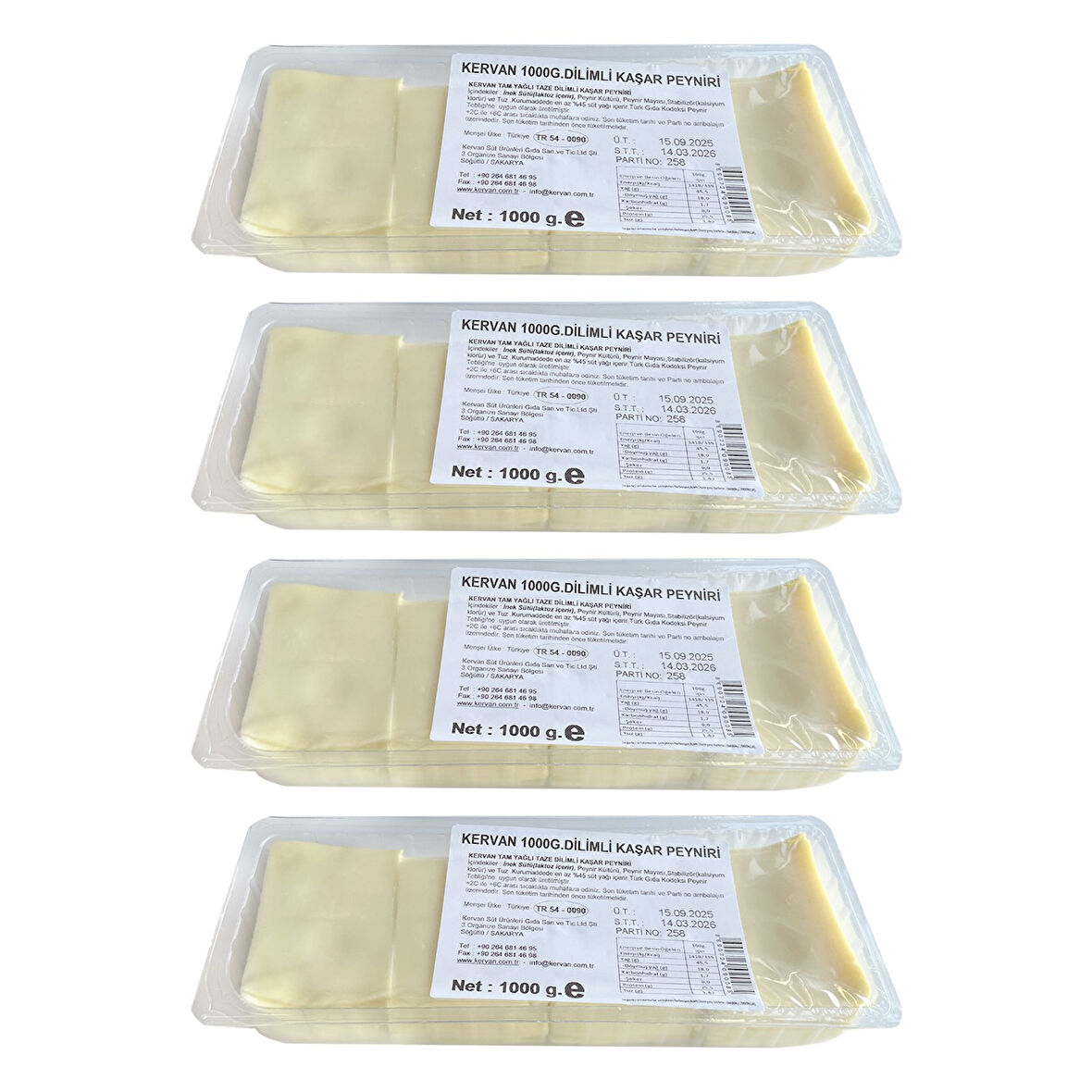 Kervan Dilimli Kaşar Peyniri 1000 gr x 4 Adet