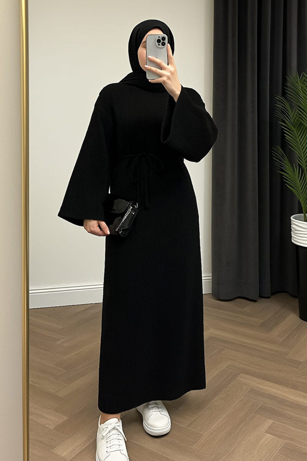 Kadın Volanlı Triko Tesettür Elbise