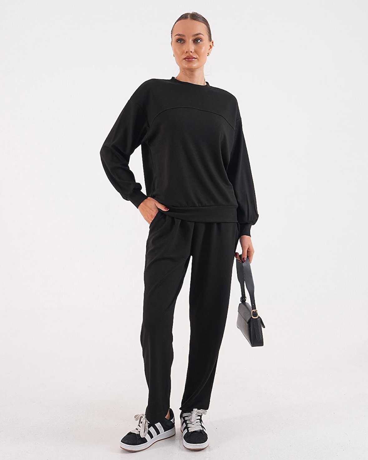 Modal Kumaş Sweatshirt Cepli Eşofman Takımı