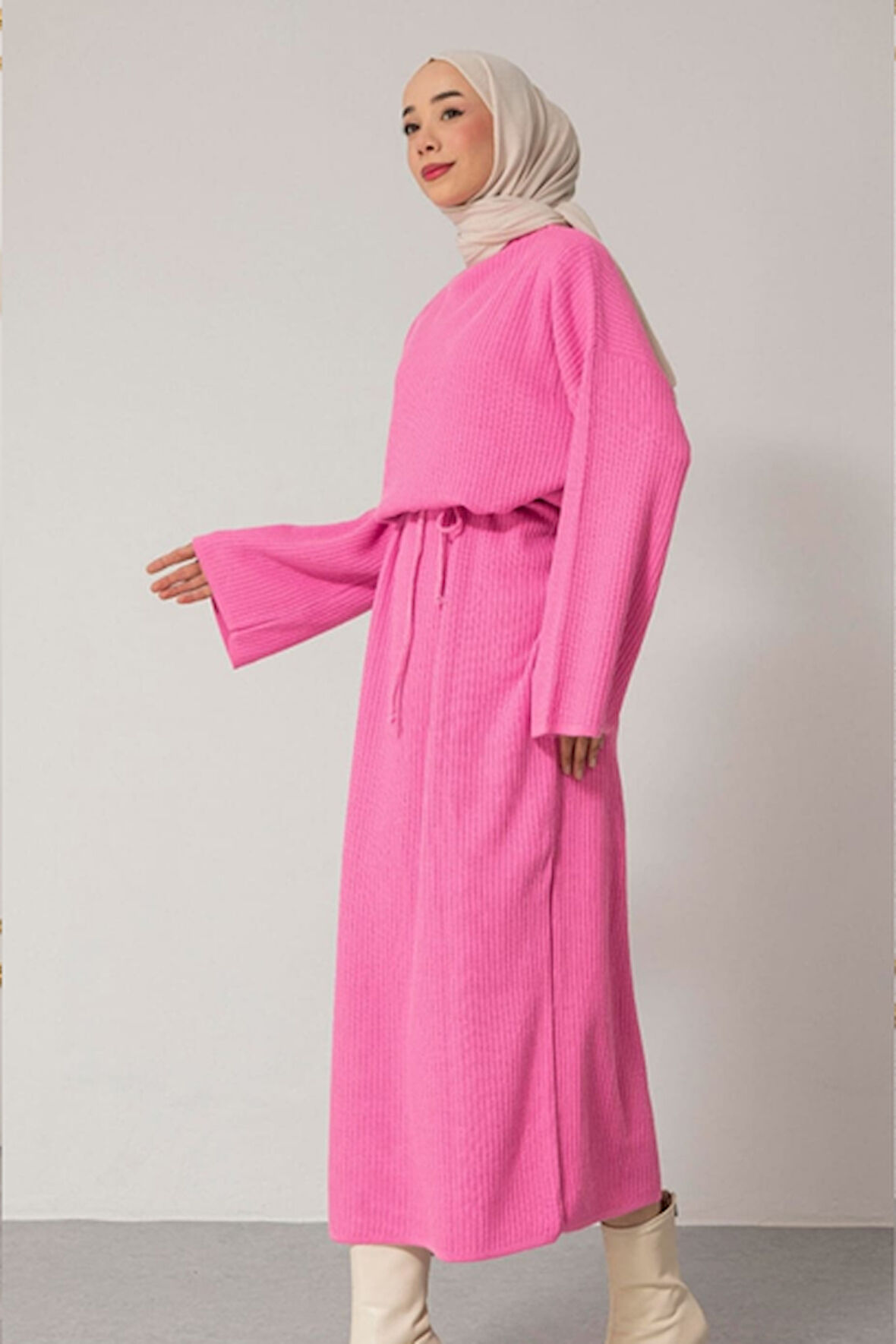 Kadın Volanlı Triko Tesettür Elbise