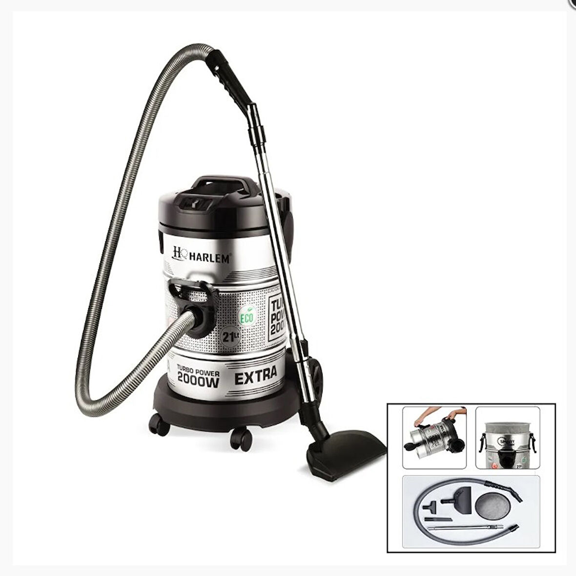 Harlem Major HSV-622DVC Torbasız, Kuru, Vakumlu, Metal kasalı, Elektrikli Süpürge - 21LT, 2850W