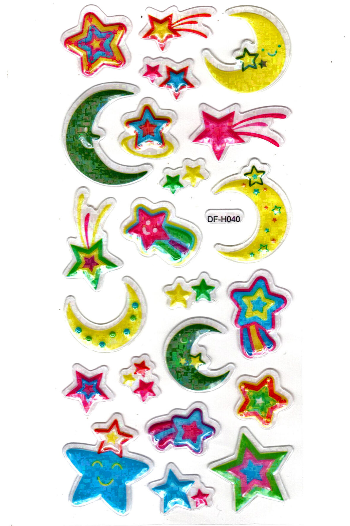 Işıltılı Sticker Kabartmalı Stiker Defter Planlayıcı Etiket (Dfh040)-18x9cm - Ay Yıldız
