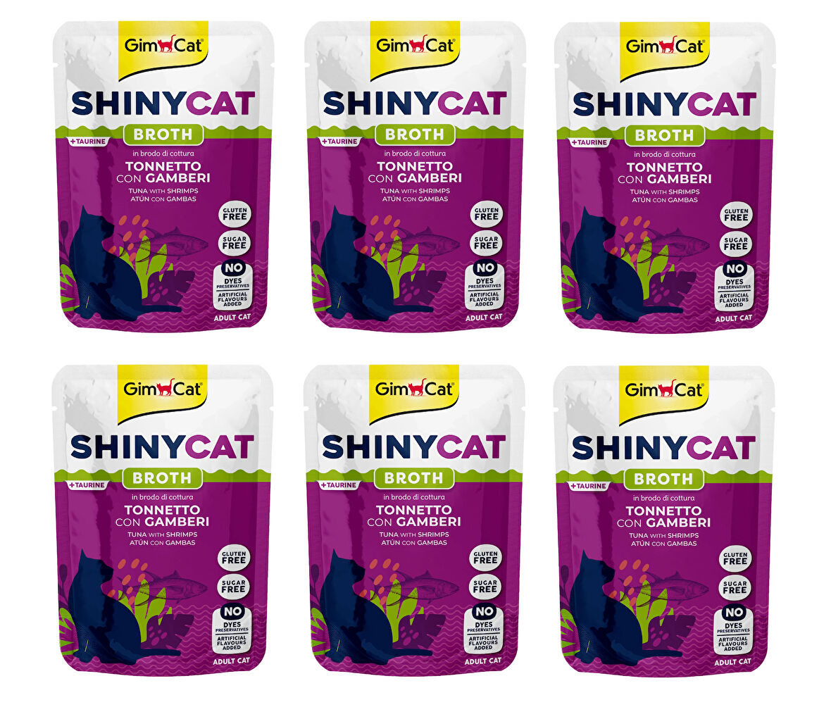 Gimcat Shinycat Pouch Ton Balıklı ve Karidesli Kedi Yaş Mama 70 Gr. X 6 Adet