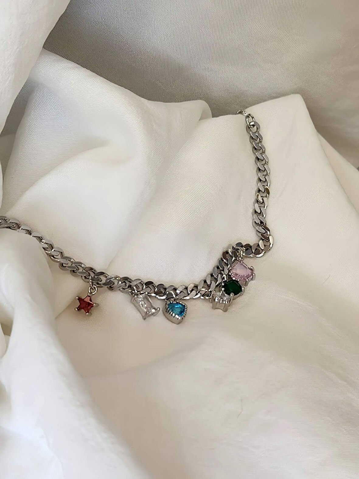 Renkli Baget Gurmet Model Silver Renk Çelik Bileklik