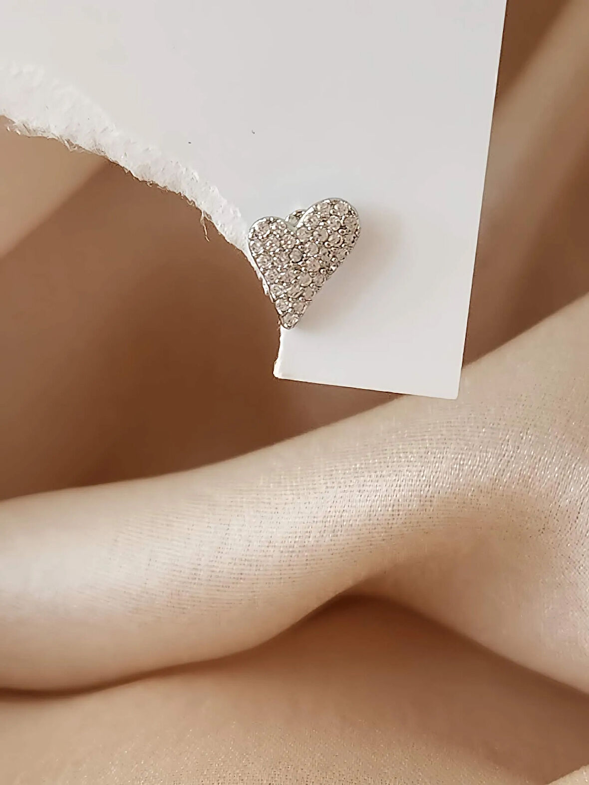 Kalp Zirkon Taşlı Model Kıkırdak Tragus Helix Piercing Gümüş Renk Küpe