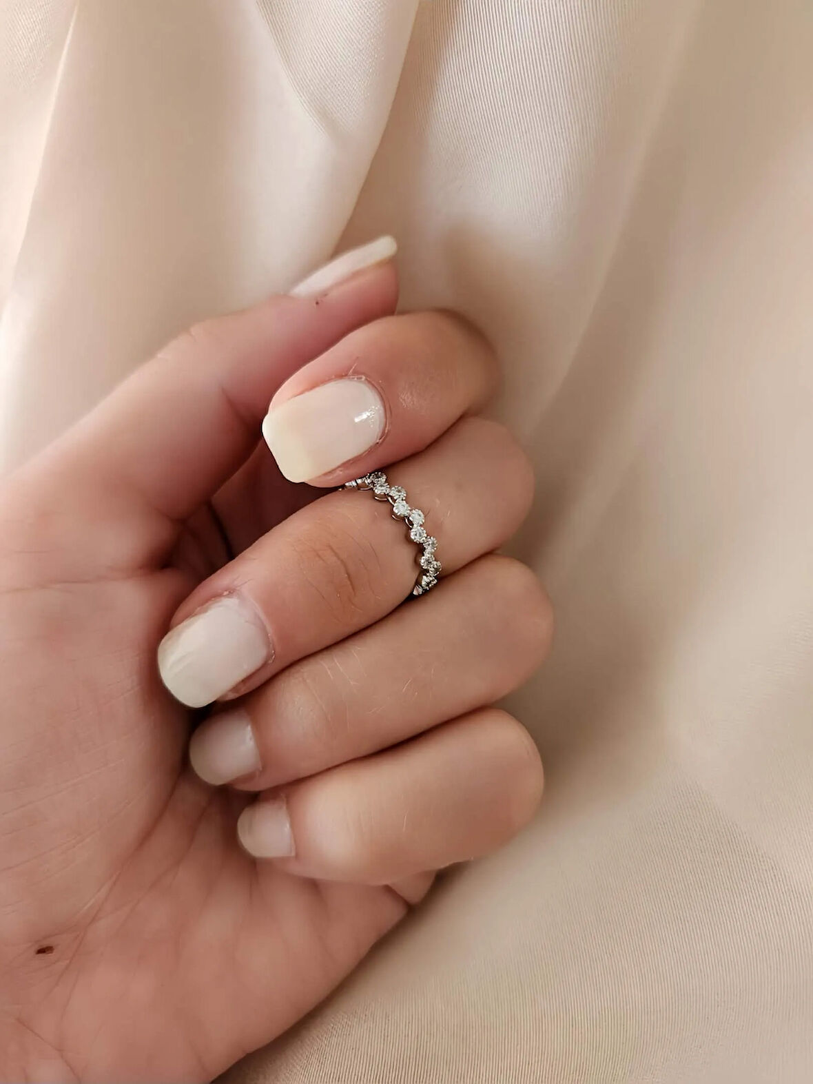 Çiçek Model Elmas Görünümlü Eklem Kıkırdak Kemik Ayarlanabilir Silver Gümüş Renkli Yüzük