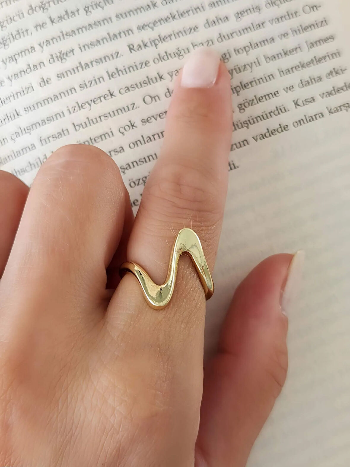 ZikZak Dalgalı Model Ayarlanabilir Gold Altın Renkli Yüzük