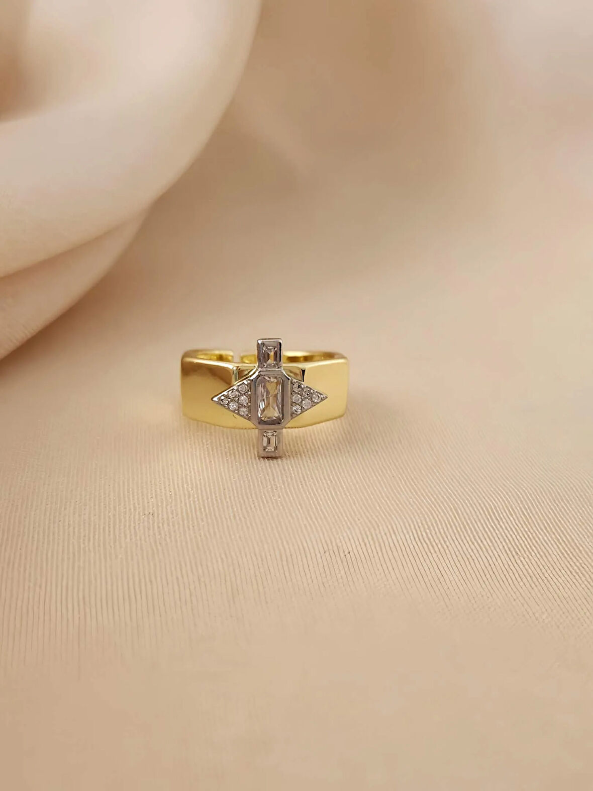 Kanat Melek Model Eklem Kıkırdak Kemik Ayarlanabilir Altın Renkli Yüzük