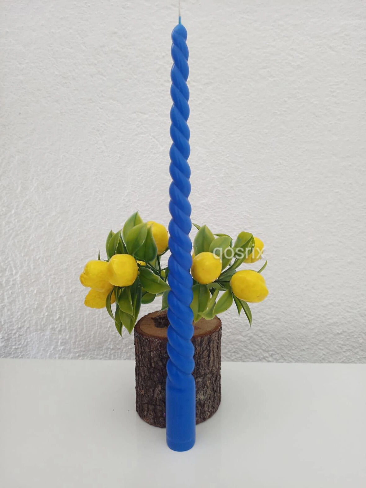 Mavi Burgulu Şamdan Mumu 1. Kalite Soya doğal kokulu Uzun Çubuk Konik Burgu Spiral Mum Dekoratif 1 adet