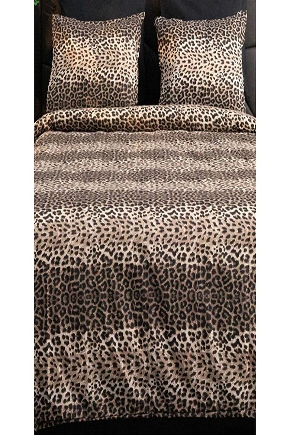 Çift Kişilik Yorgan Kılıfı Nevresim Leopar desenli 50x70 2 Adet Yastık Kılıfı 