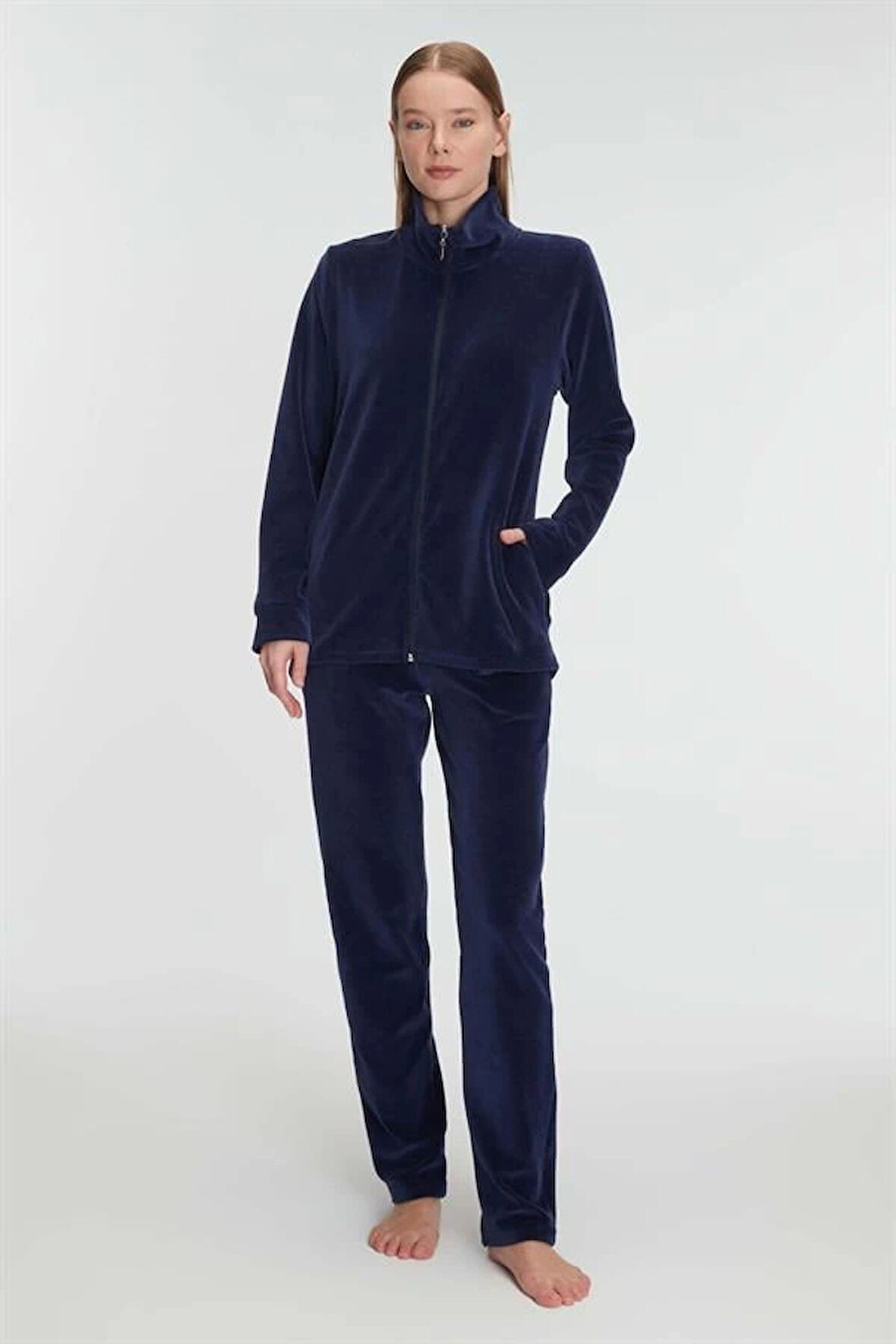 AmoraSecret AmoraSecret Pamuklu Fermuarlı Sweatshirt Pantolon Pijama Takımı