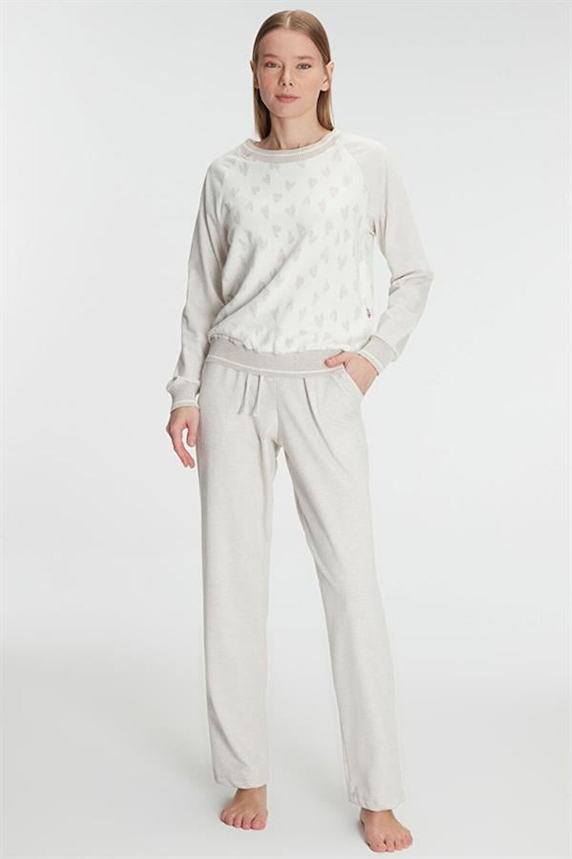 AmoraSecret AmoraSecret Uzun Kollu Sweatshirt Pantolon Takım Pijama Takımı