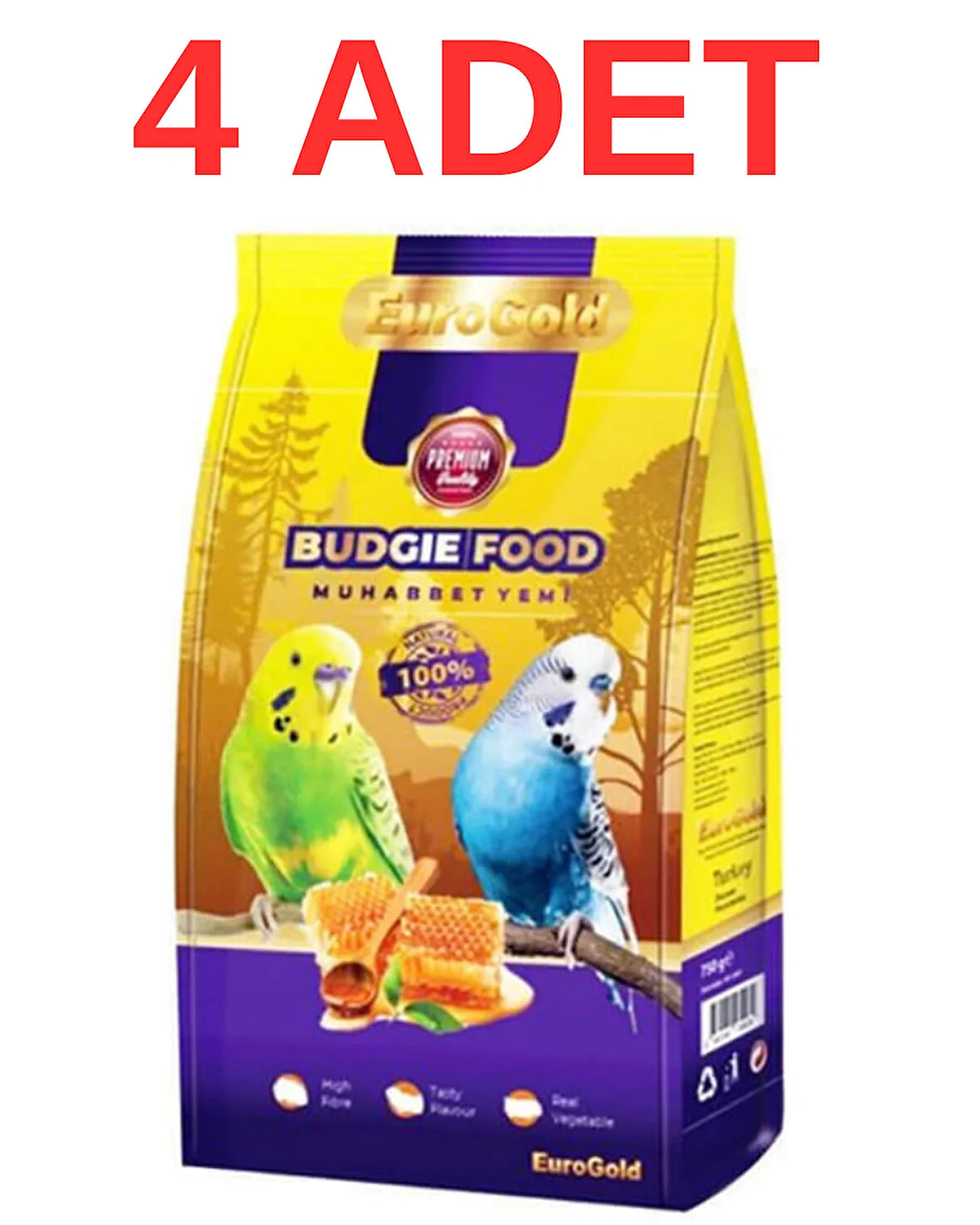 EuroGold Ballı Ve Meyveli Muhabbet Kuşu Yemi 500 Gr X 4 Adet