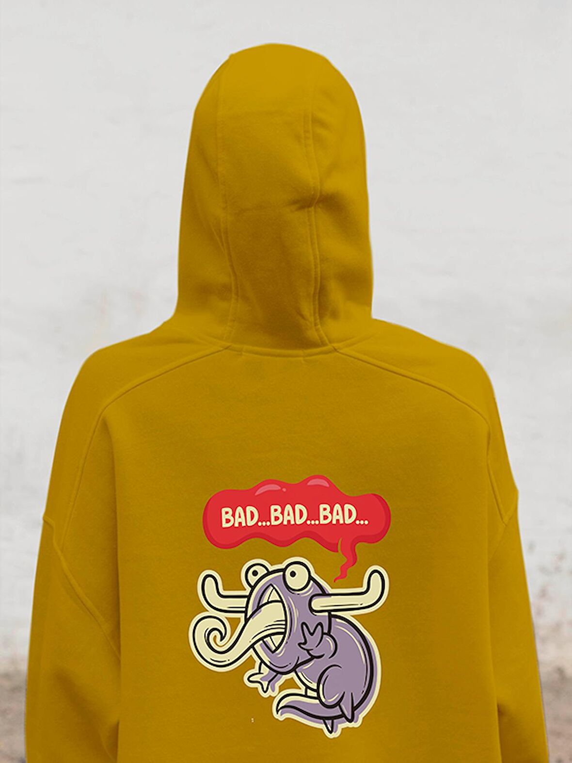 Monster Canavar Ball Baskılı Tasarım 3 İplik Kalın Sarı Sweatshirt Hoodie 