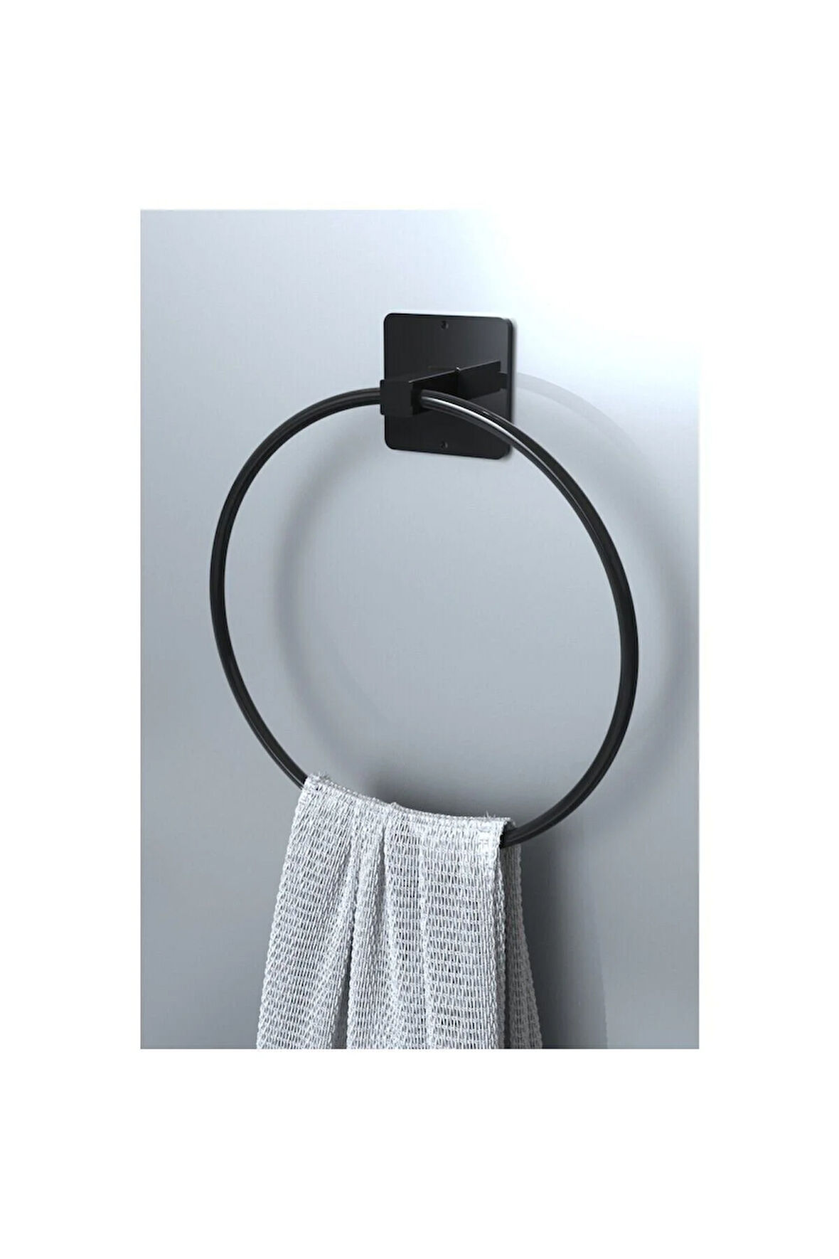 Yapışkanlı Siyah Yuvarlak Havluluk Banyo Mutfak Havlu Askılık