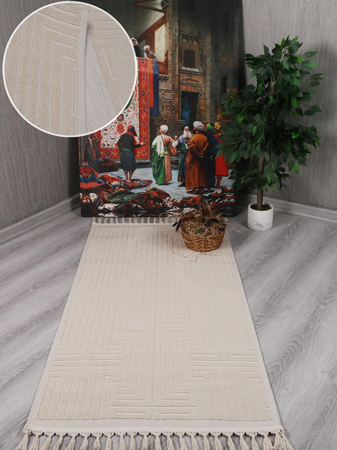 My Evilla Dekoratif Modern Pamuk Dokuma Kilim Saçaklı 7011