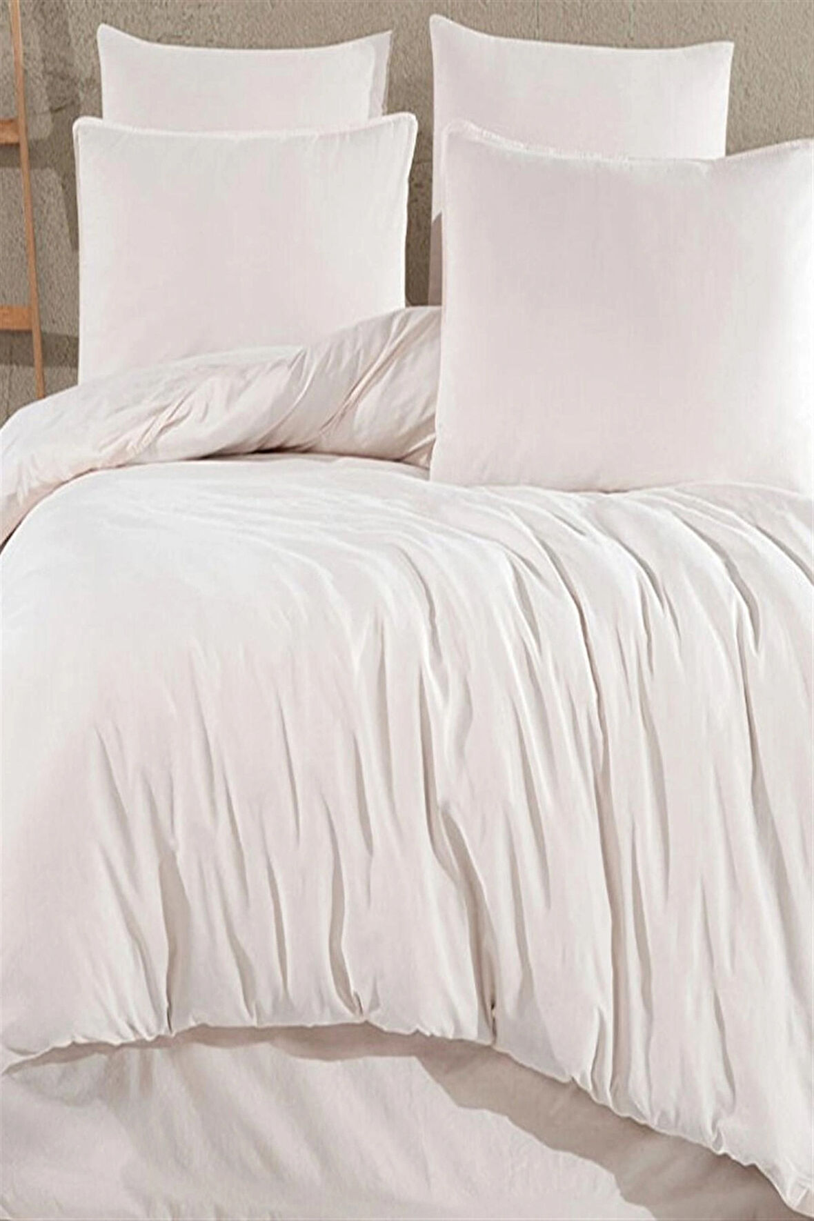 Krem   Çift Kişilik Nevresim Seti  2  Yastık Kılıfı Çarşafsız 