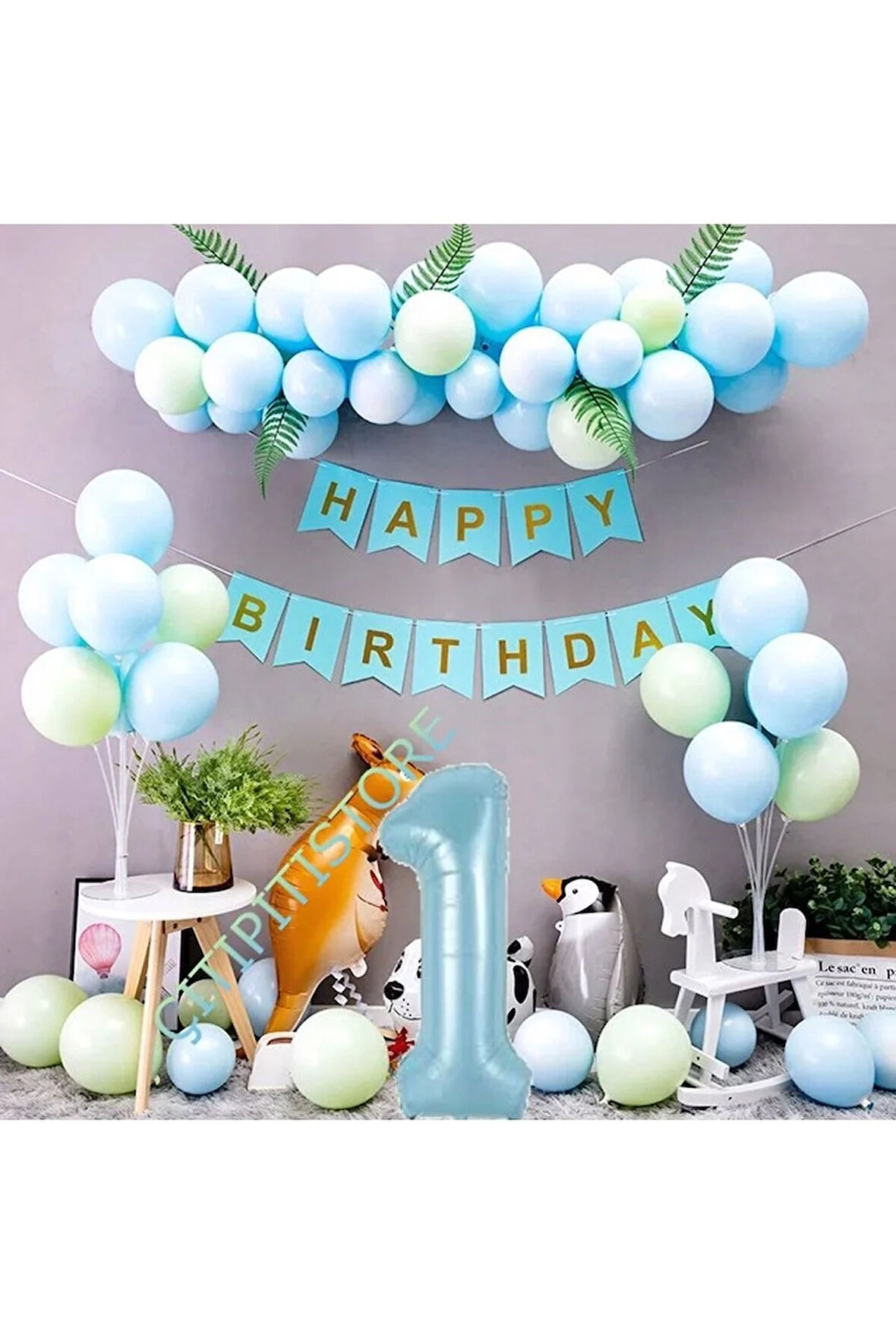 Çıtıpıtıstore Lüks Mavi 1 Yaş Balon Set