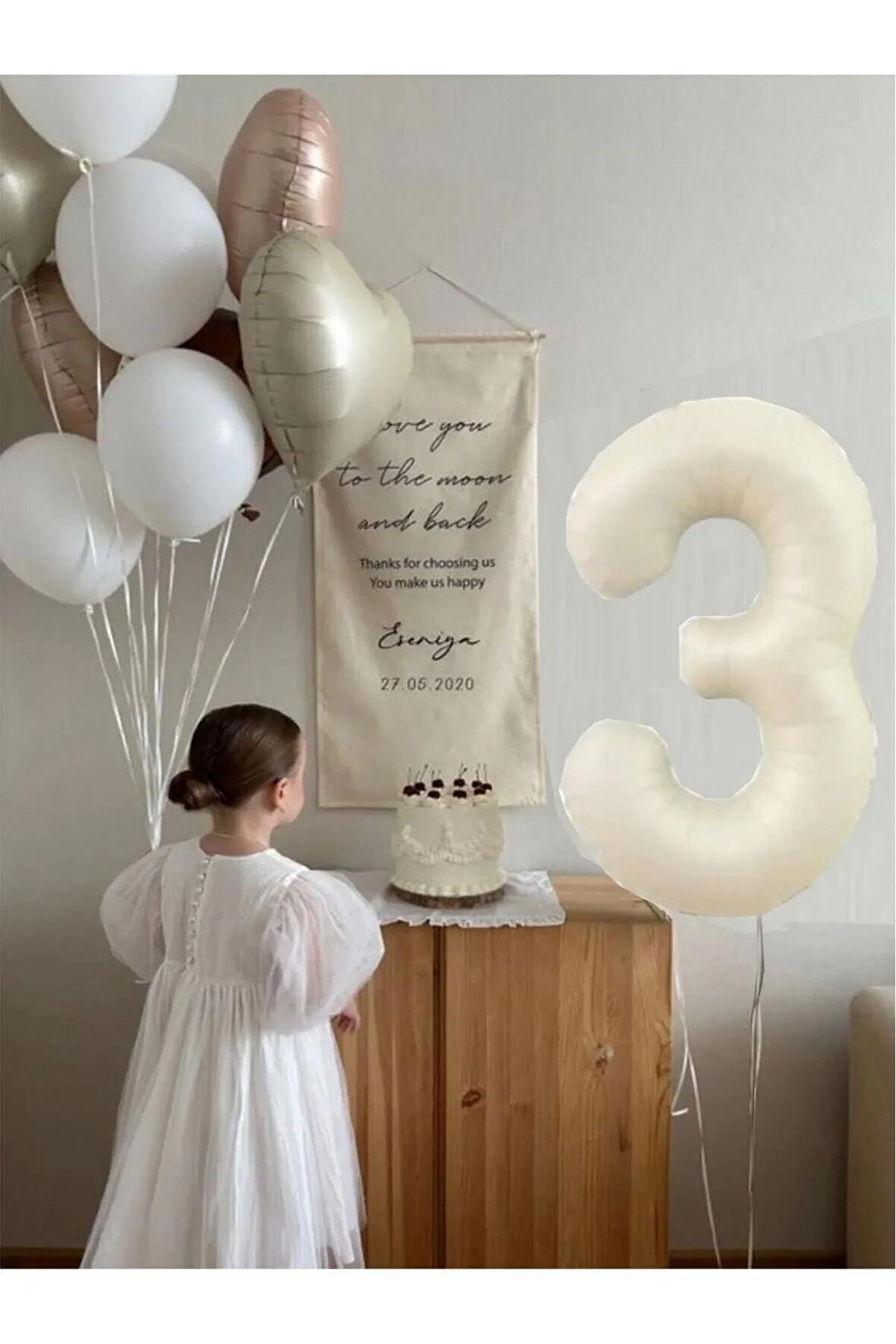 3 Yaş Folyolu Krem Karamel Folyo Balon Seti