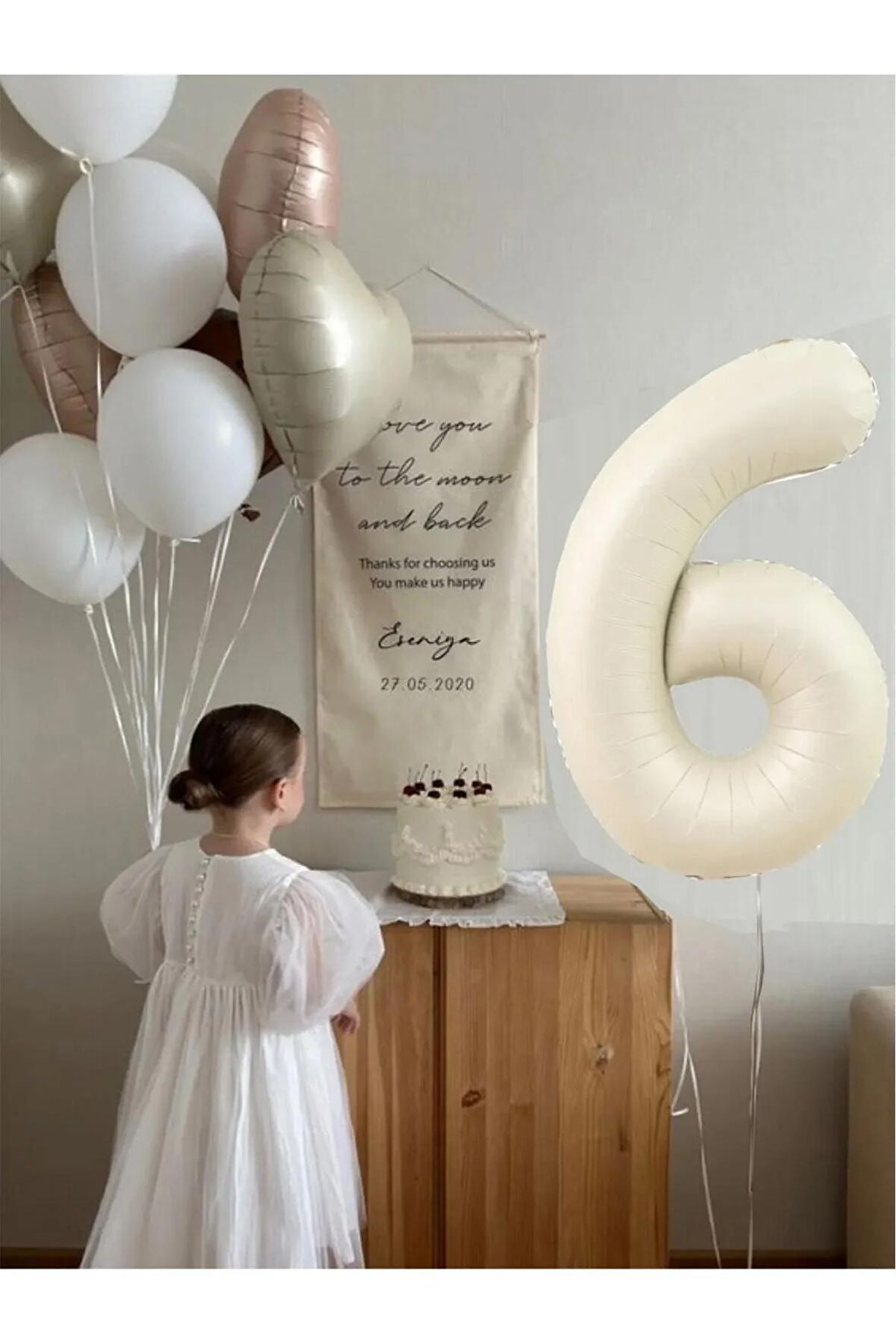 6 Yaş Folyolu Krem Karamel Folyo Balon Seti