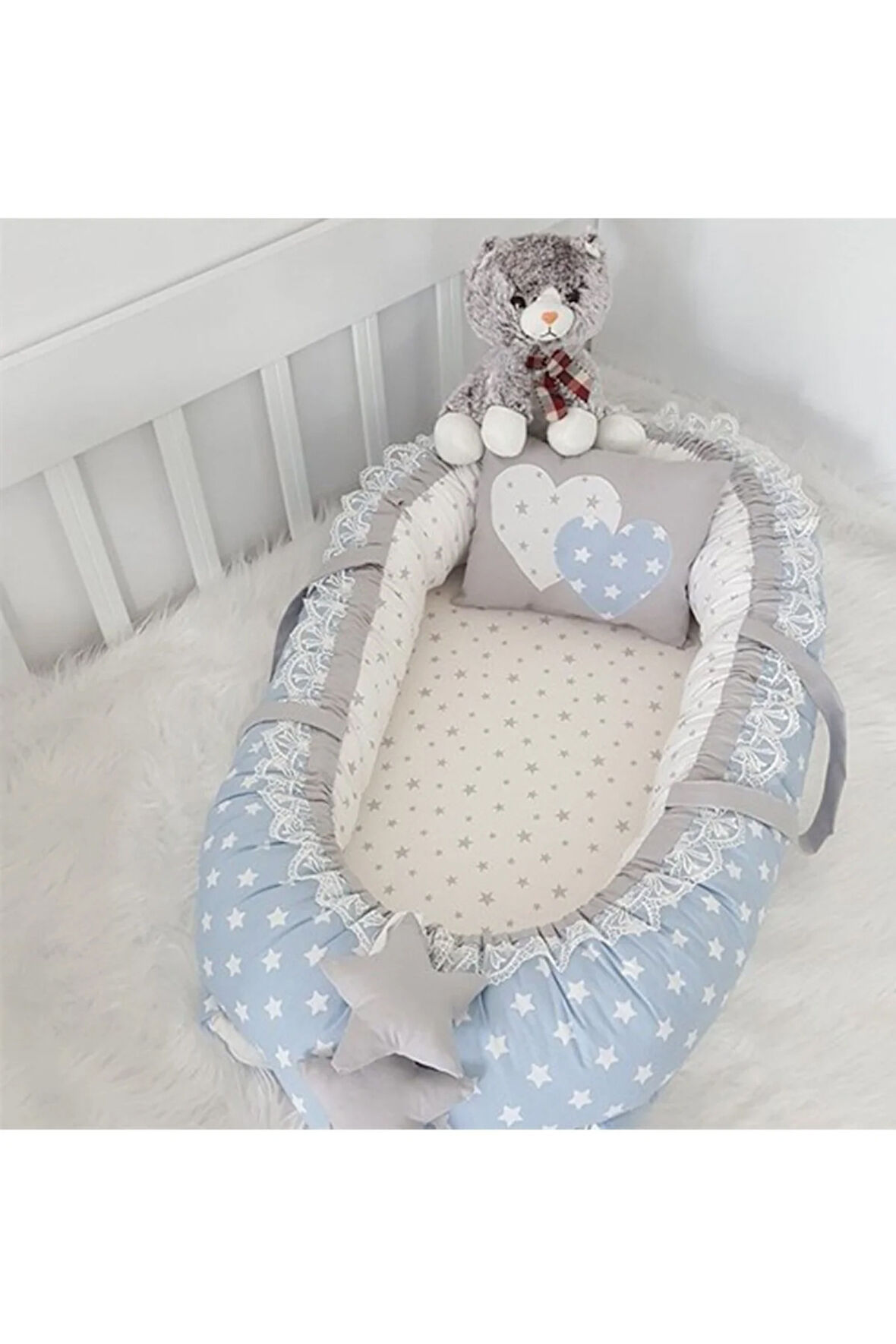 Mavi Yıldızlı Babynest Lüx Ortopedik Jaju-babynest Bebek Yatağı