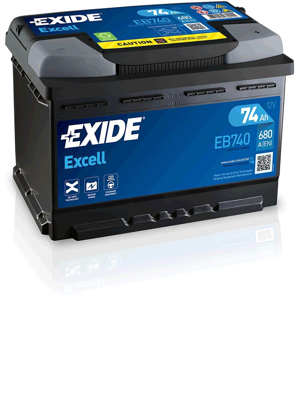 Exide 12 Volt 74 Ah Amper Eb740 680A Akü