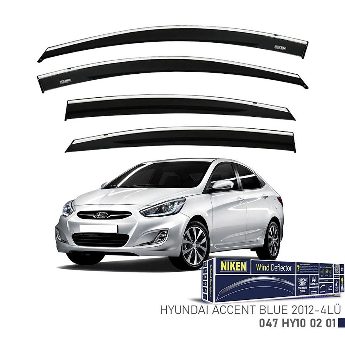 Hyundai Accent Blue Niken Kromlu Cam Rüzgarlığı 4lü Set 2012 2020