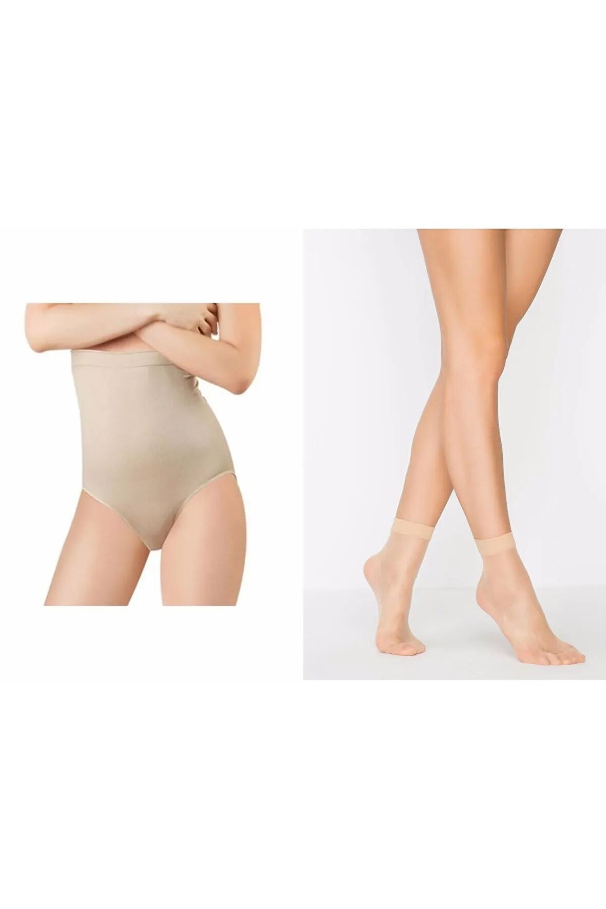 4 lü Etki Zayıf Gösteren Yüksek Bel Külot Korse Popo Toparlayıcı Göbek Bel Inceltici ÇORAP HEDİYELİ