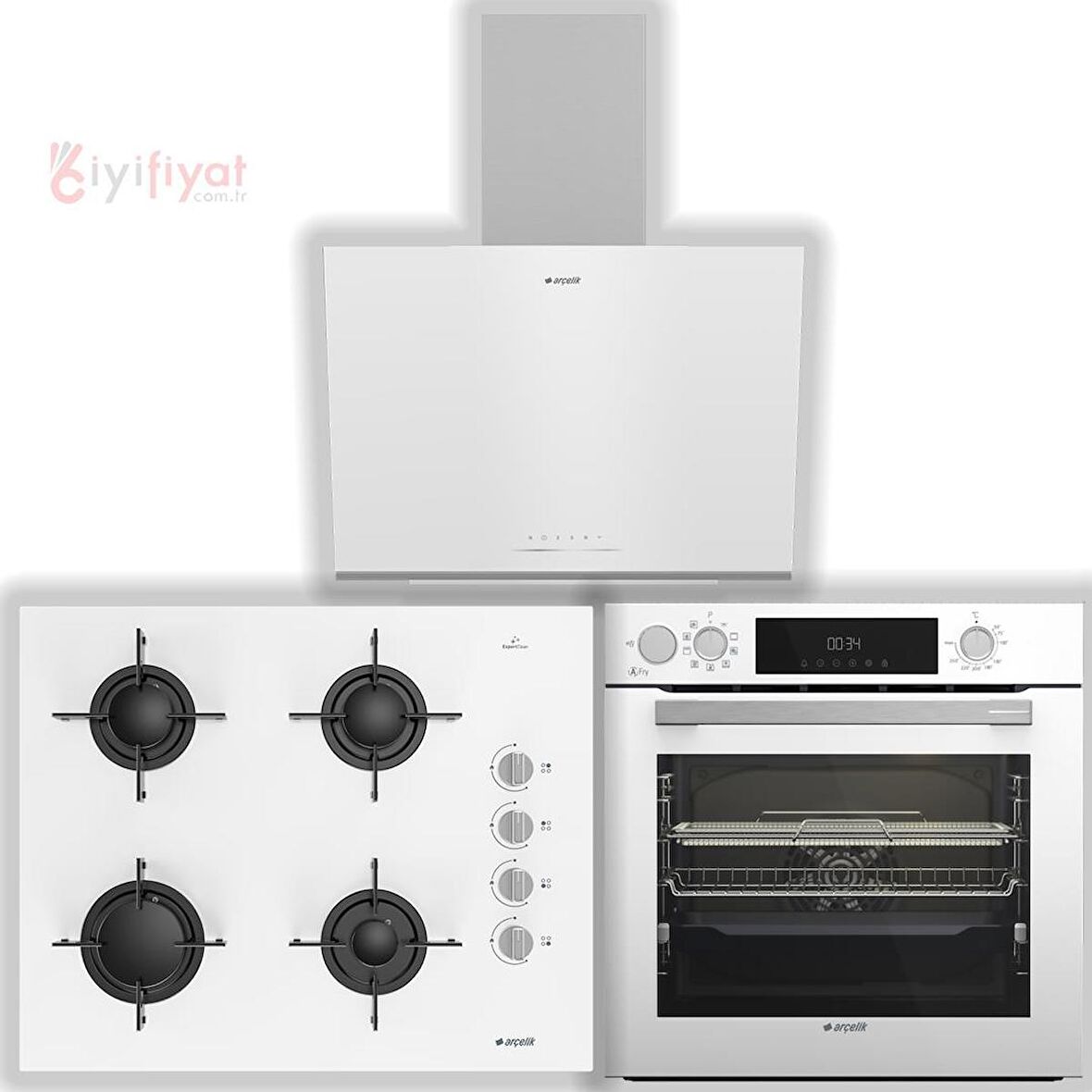 Arçelik Yeni Beyaz Buhar Destekli ( AFC 361 B- OCD T 651 EB - ADE 606-2 B ) Ankastre Set