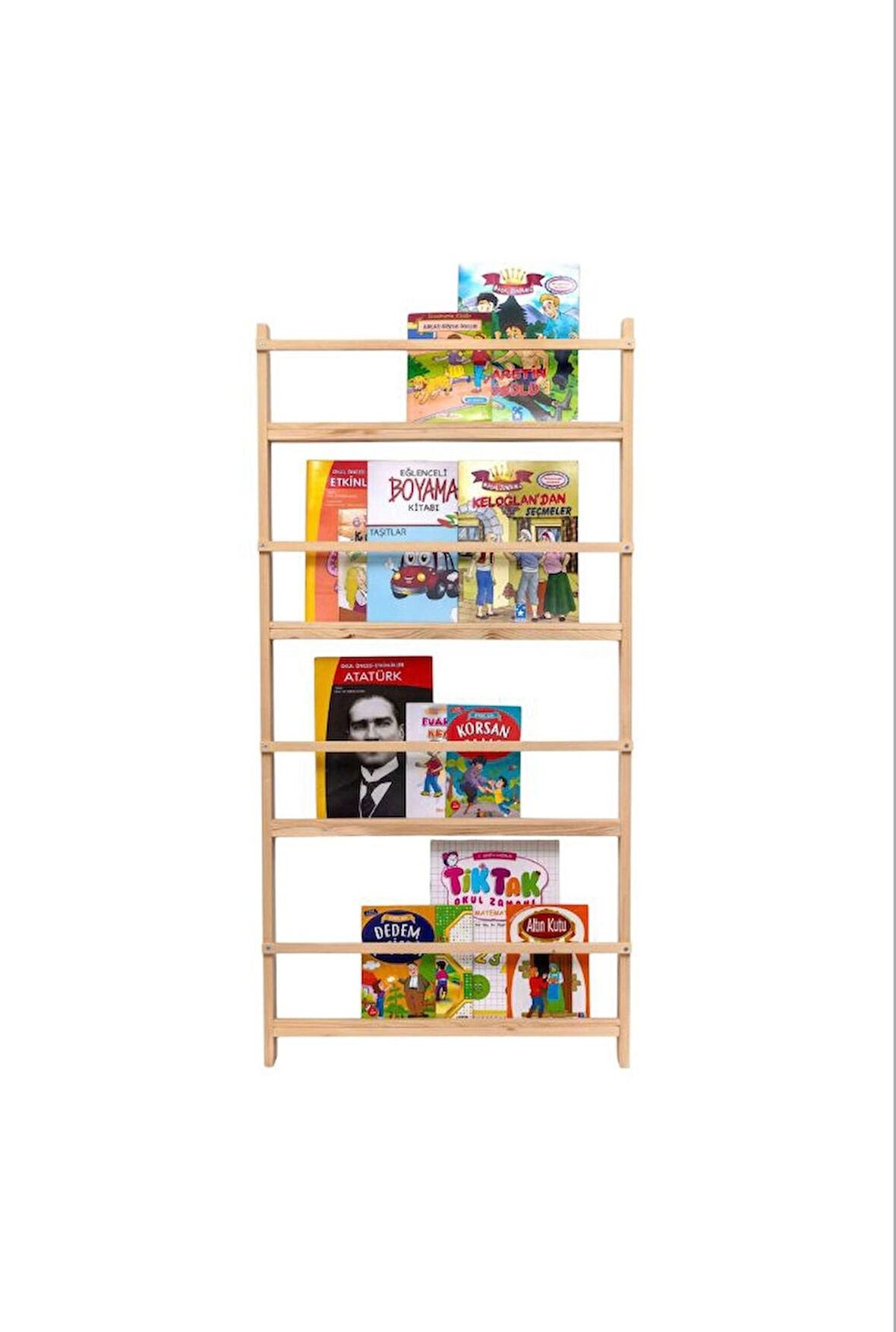 Ahşap Montessori 4 Raflı Kitaplık