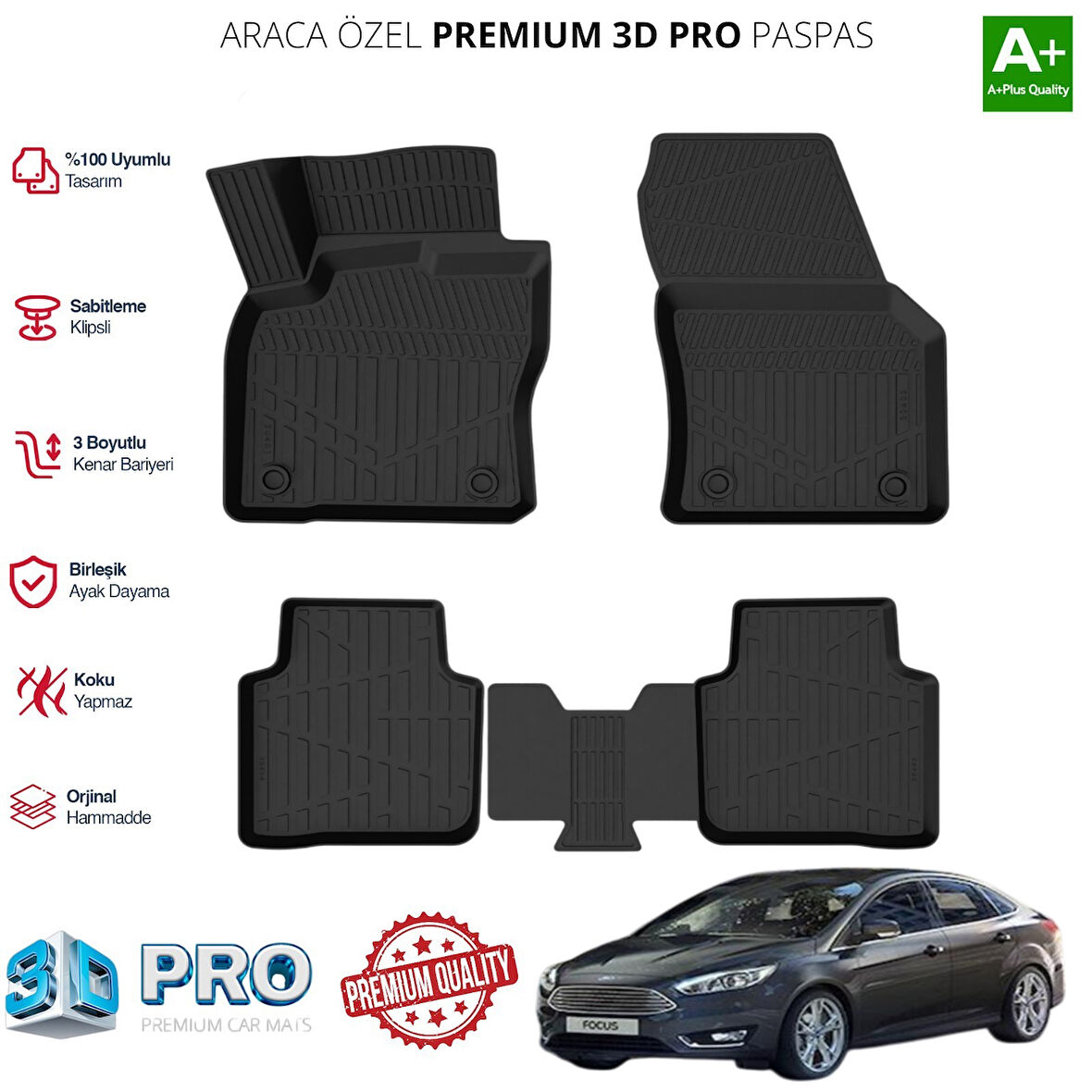 FOCUS ARACA ÖZEL 3D PASPAS 2015 2016 2017 2018 2019