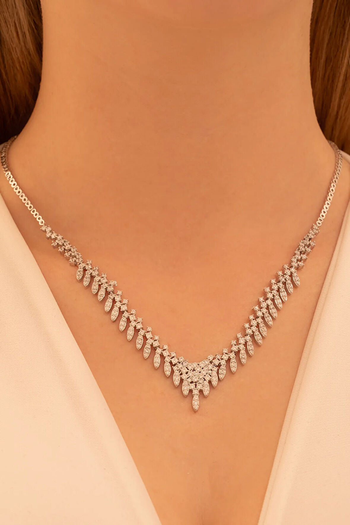 Kadın Gümüş Kolye - Nigar Baget Taşlı Model Kadın Kolye