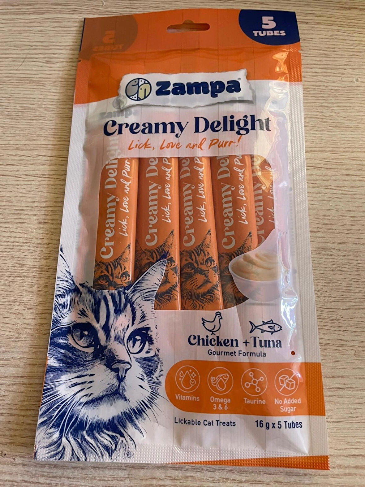 ZAMPA Creamy Delight Tavuklu & Tuna Balıklı Kedi Krema Ödül Maması - 16g x 5