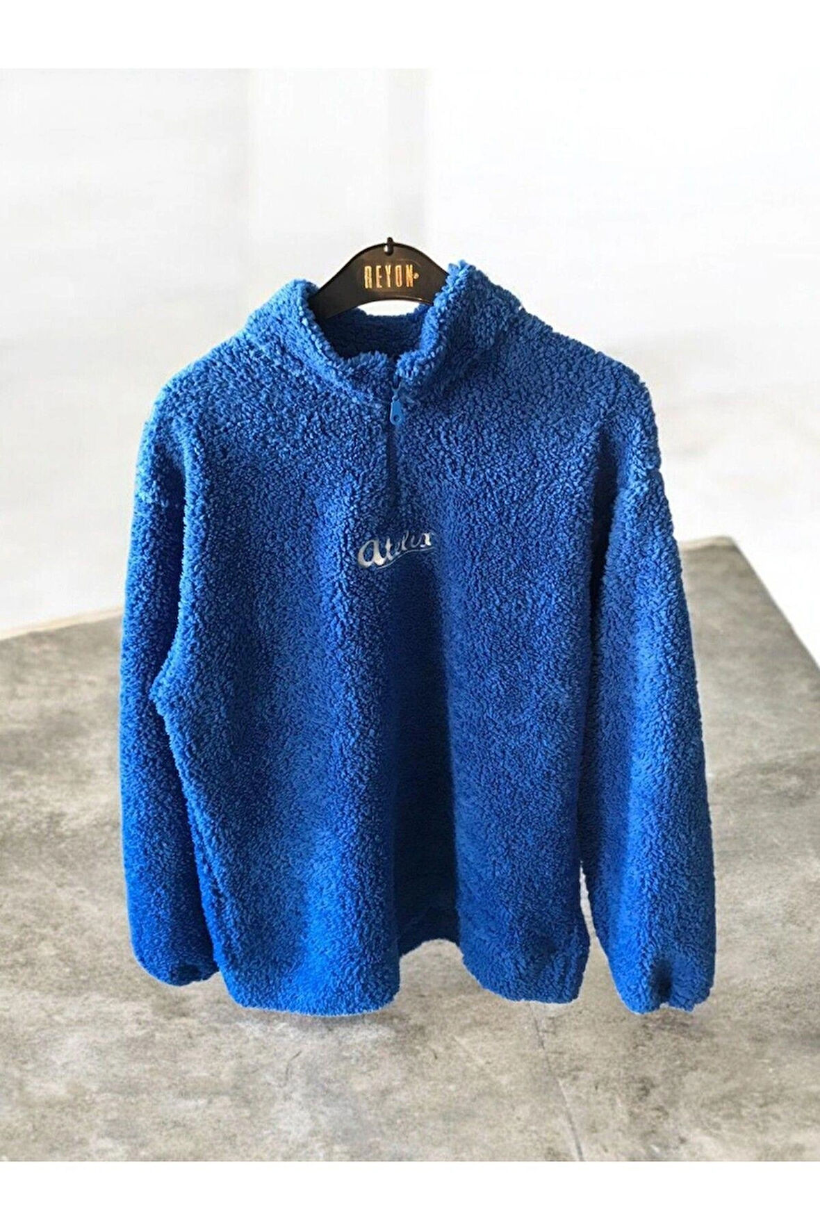 Fermuarlı Peluş Unisex Sweatshirt