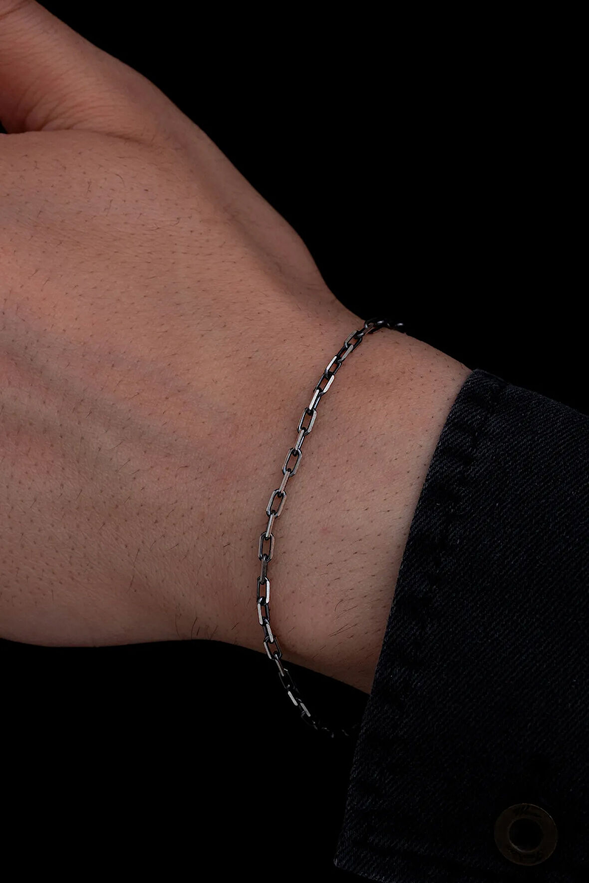 Erkek Gümüş Bileklik - 925 Ayar Oksitli Forse Zincir Gümüş Bileklik