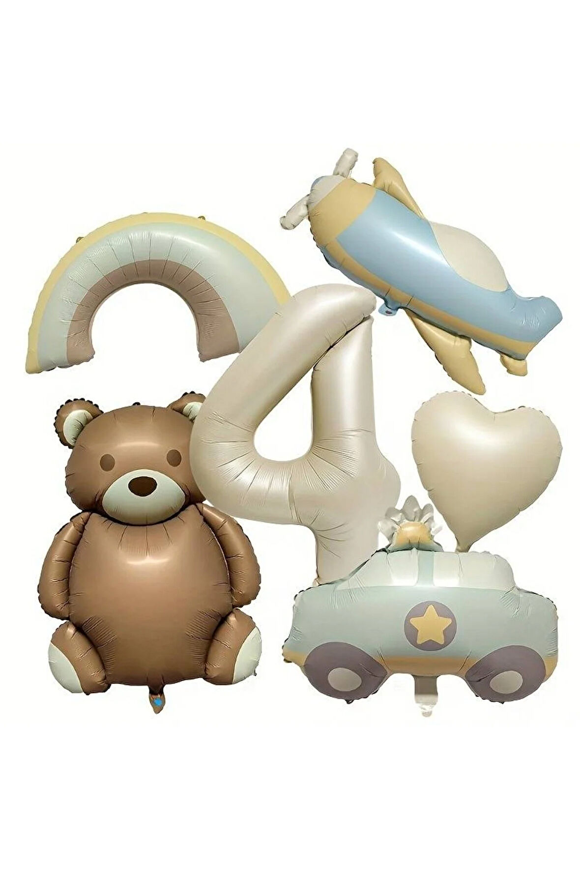 RETRO RENK UÇAK GÖKKUŞAĞI AYICIK POLİS ARABASI FOLYO YAŞ SET