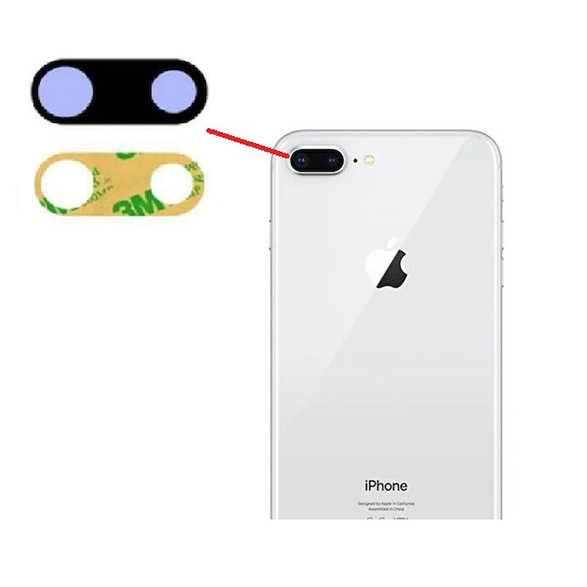Tkgz İPhone 8 PLUS Arka Kamera Camı Lens Yapışkanlı