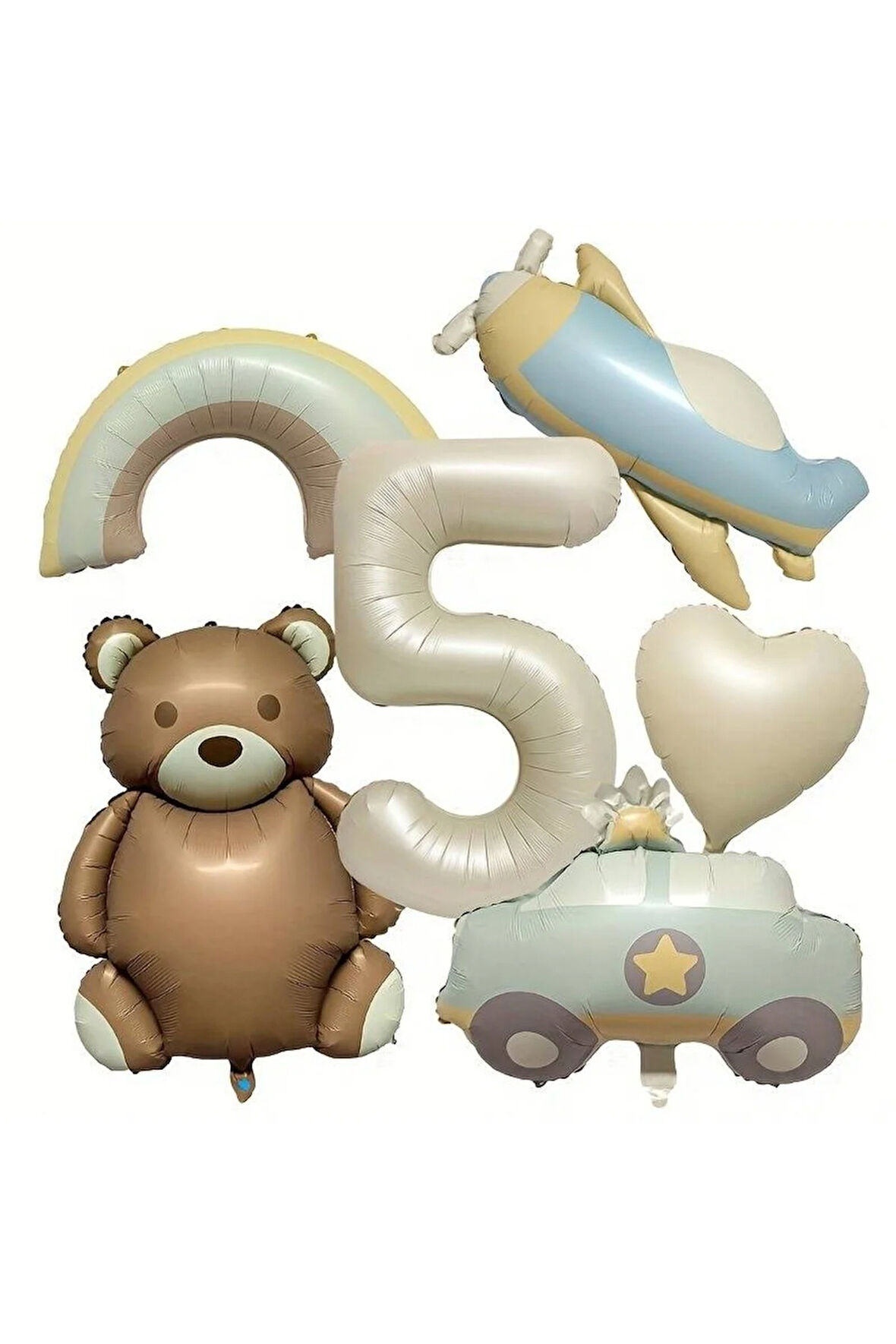 RETRO RENK UÇAK GÖKKUŞAĞI AYICIK POLİS ARABASI FOLYO YAŞ SET