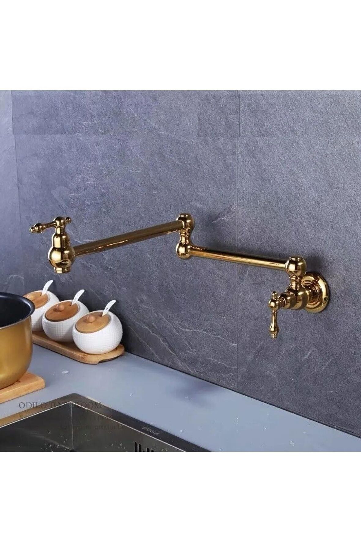 Mutfak Ocak Üstü Musluk Pot Yeni Model Ithal Gold Altın Dore 7 Yıl Garantili