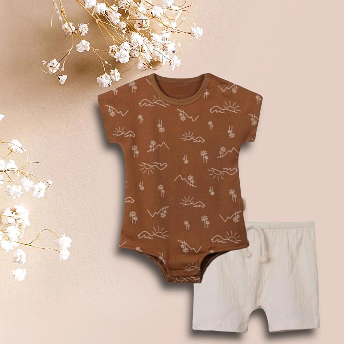 ERKEK BEBEK İKİLİ BODY ŞORTLU ALT ÜST TAKIM