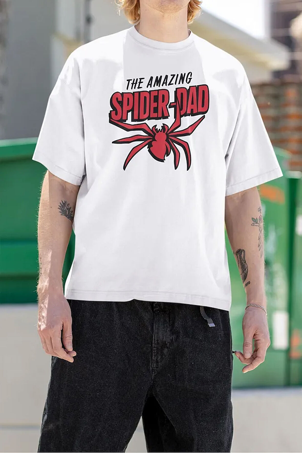 Marvel The Amazing Spider-Dad Baskılı Unisex Tişört, Oversize Örümcek Adam Tişört