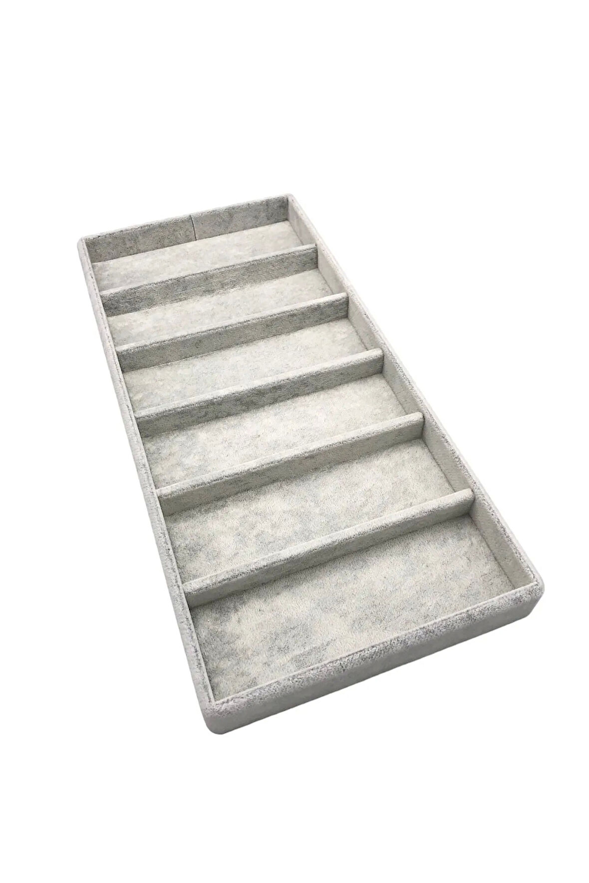 Lefkoşa Model Süet Kumaş Gri Renk 38 Cm / 19 Cm Gözlük Sergileme Çekmece Içi Stand