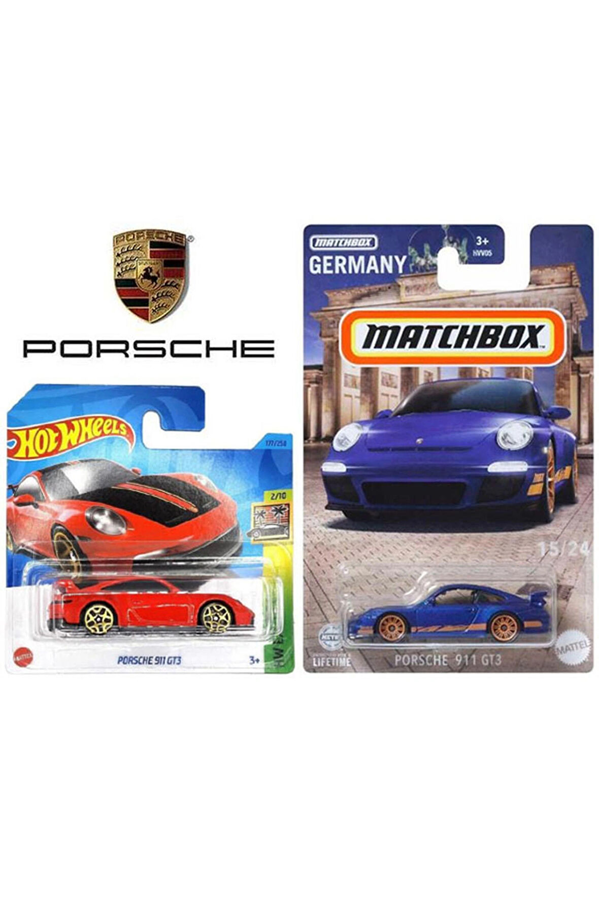 2 Araç Porsche 911 Gt3 Set - Hot Wheels & Matchbox (1/64)