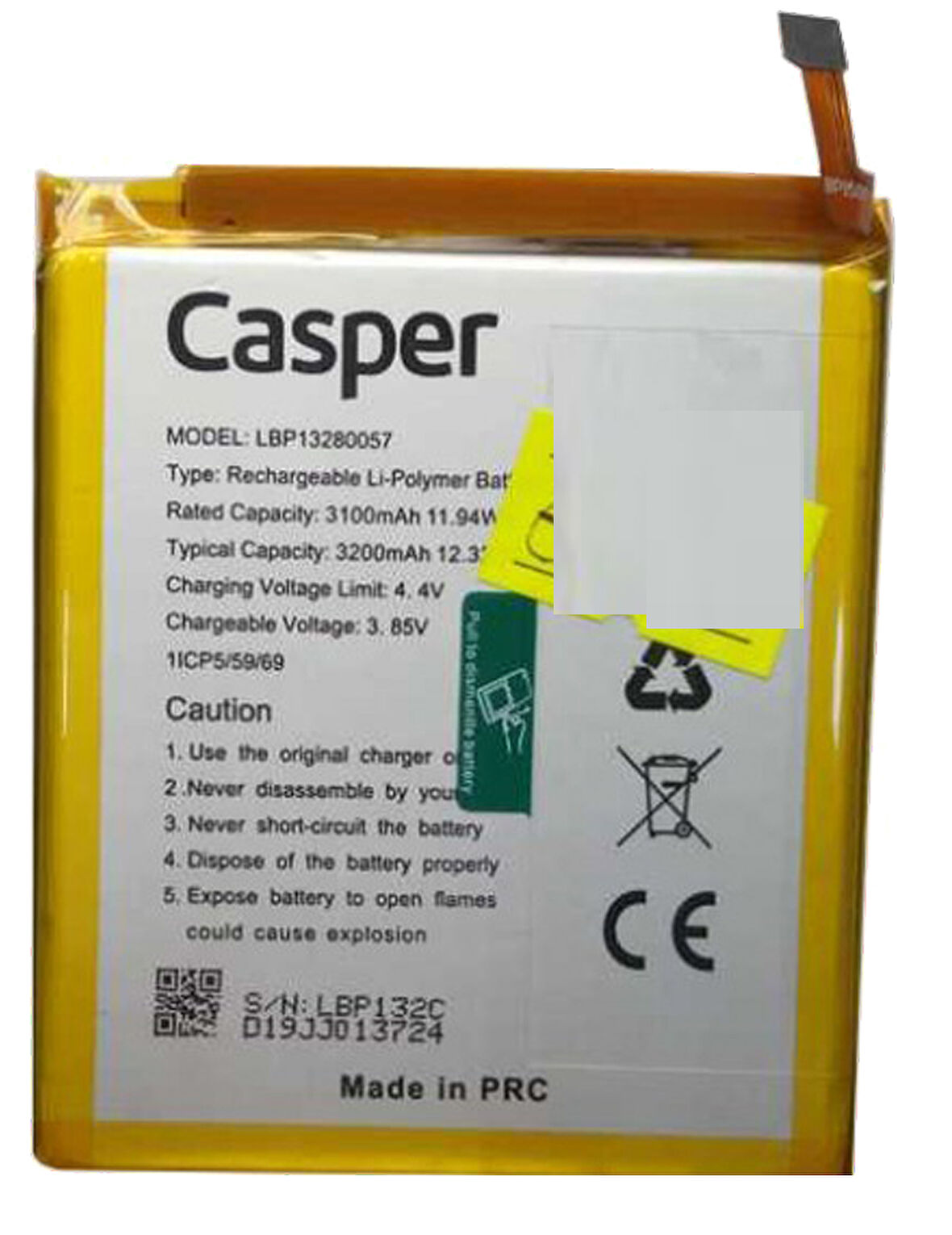 Casper Via E3 Uyumlu Batarya Pil Sıfır Orijinal