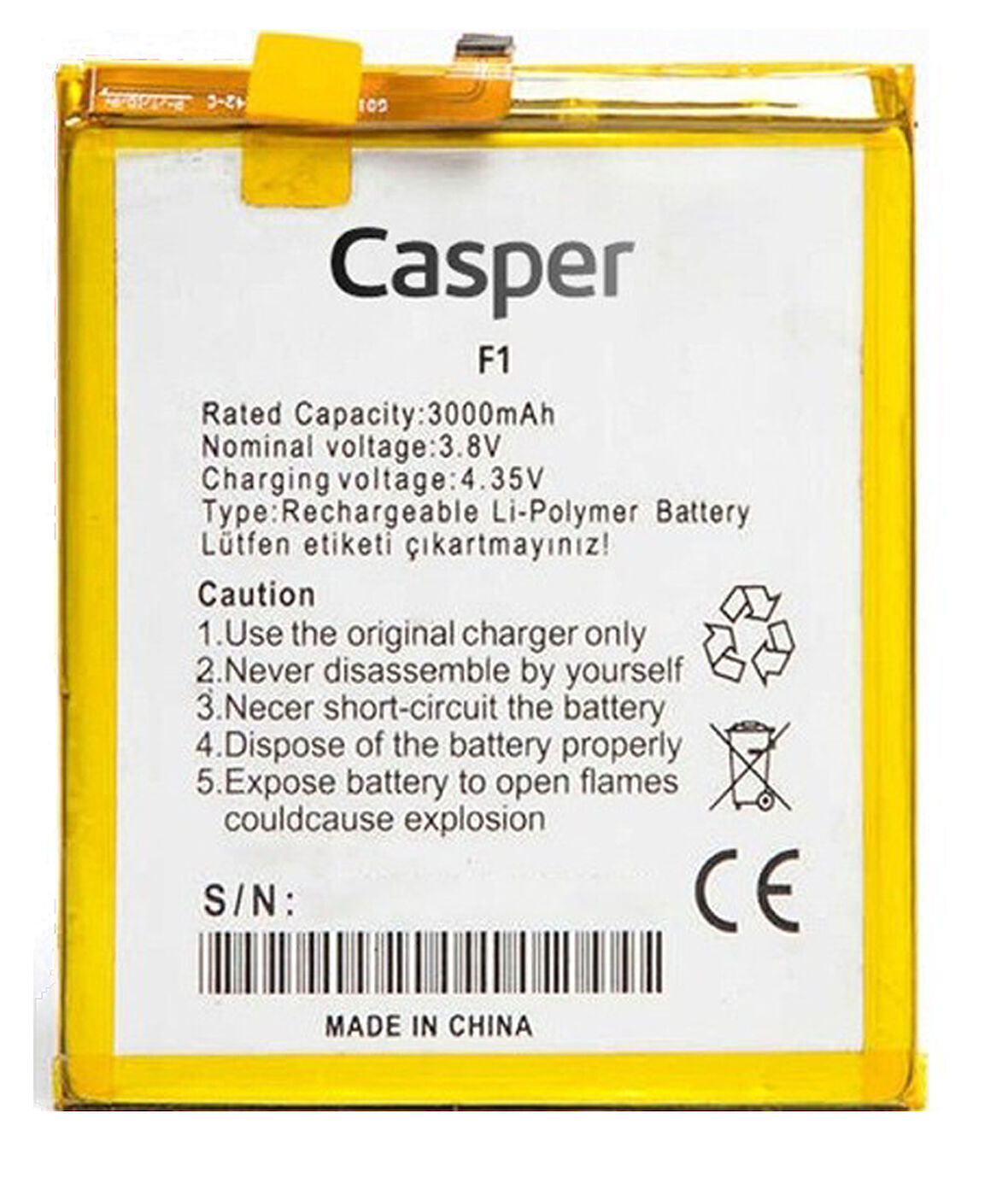 Casper Via F1 Uyumlu Batarya Pil Sıfır Orijinal