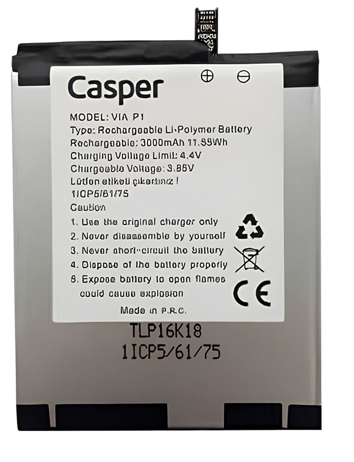 Casper Via P1 Uyumlu Batarya Pil Sıfır Orijinal