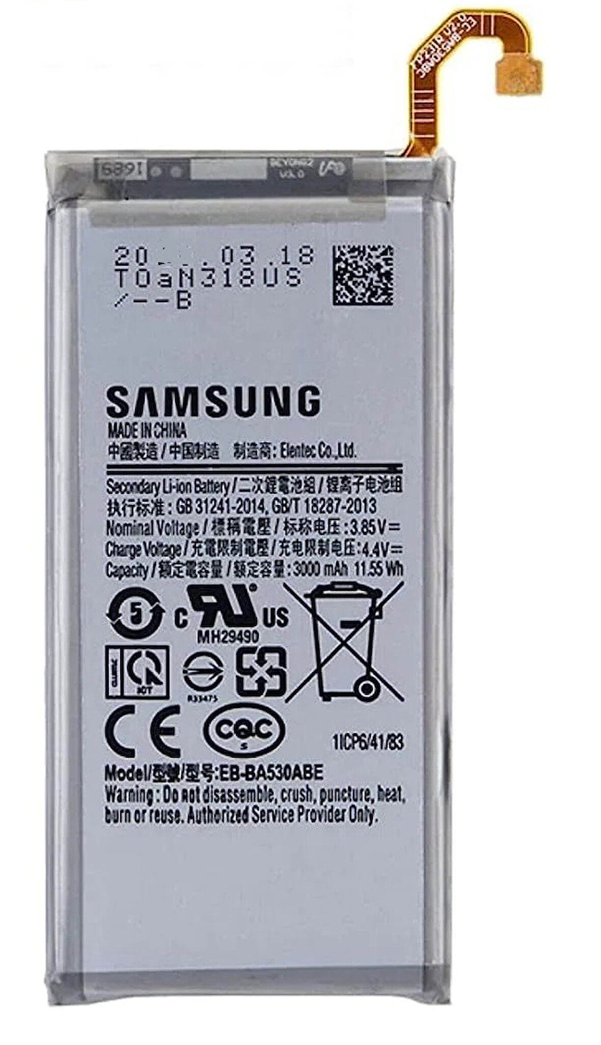 Samsung Galaxy A8 - 2018 - SM-A530 Uyumlu Batarya Pil Sıfır Orijinal