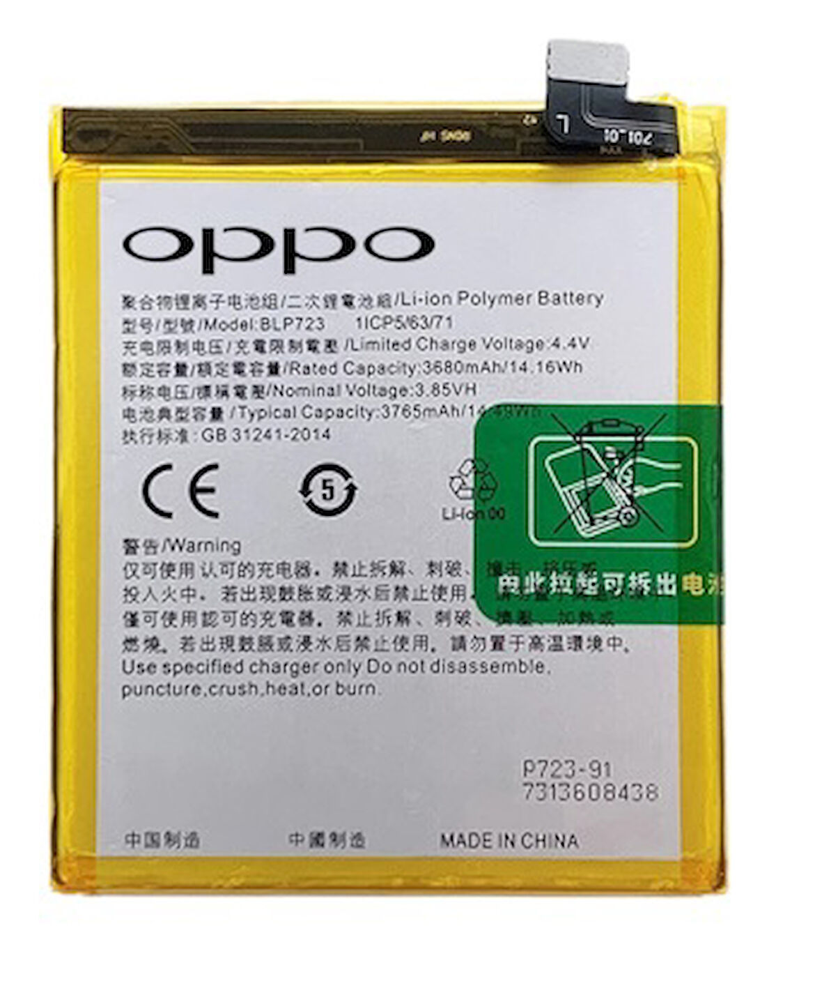 Oppo Realme X - Blp723 Uyumlu Batarya Pil Sıfır Orijinal