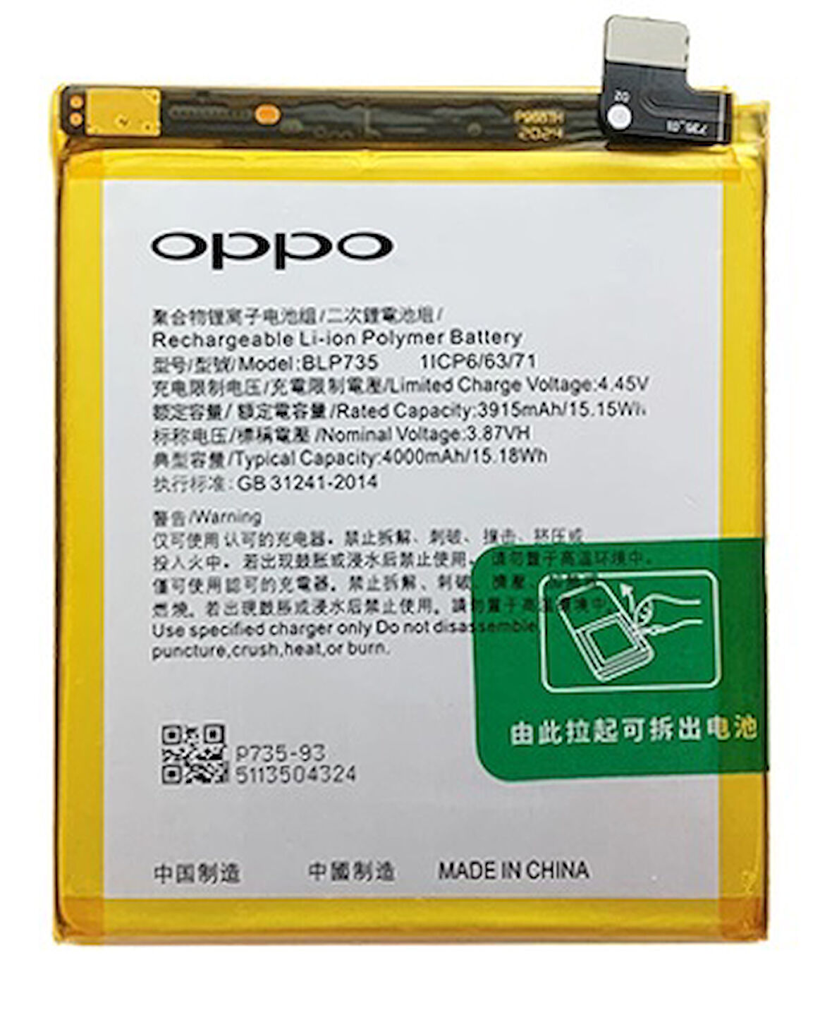 Oppo Reno 2 - BLP735 Uyumlu Batarya Pil Sıfır Orijinal