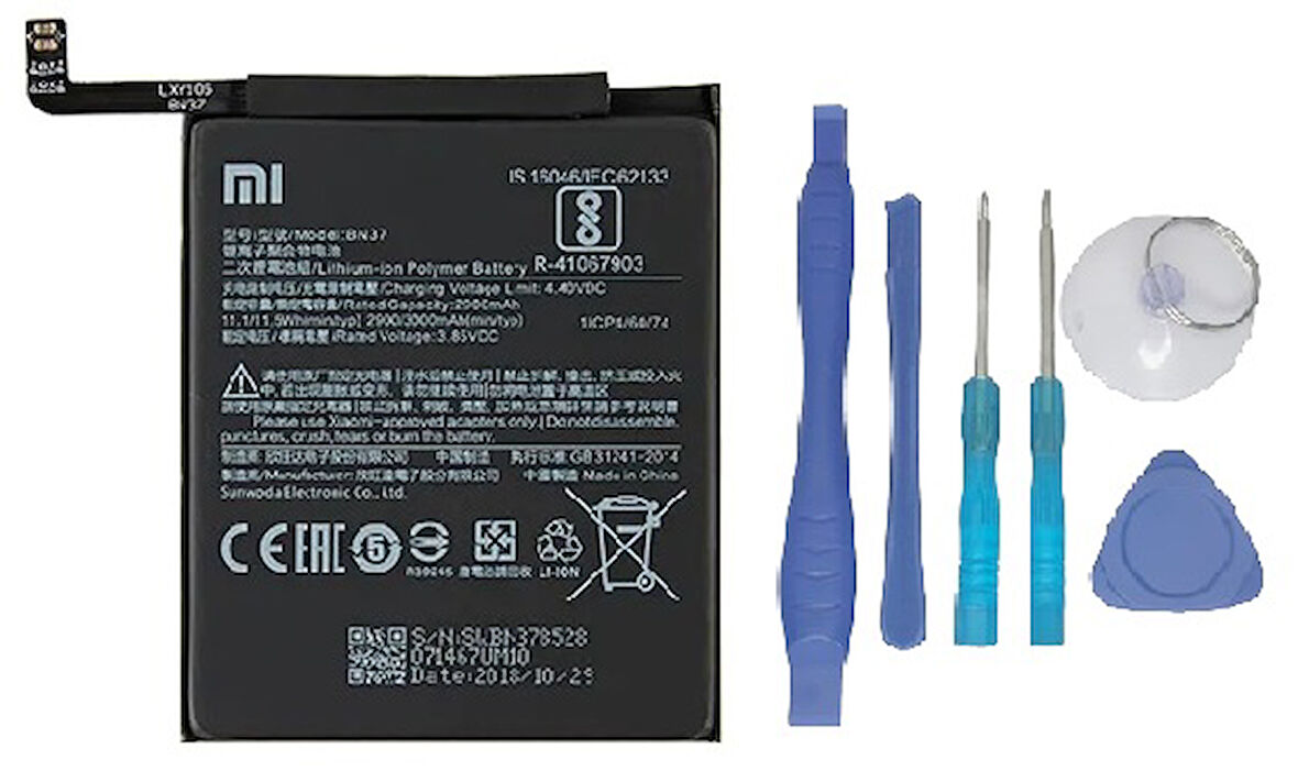 Xiaomi Redmi 6  - BN 37 - Uyumlu Batarya Pil Sıfır Orijinal + TAMİR SETİ